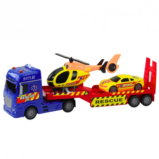Rettungsset mit Hubschrauber und Autos