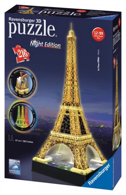 3D-Puzzle 216 Teile Eiffelturm bei Nacht