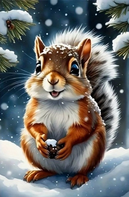 Diamantmalerei - Eichhörnchen im Winter