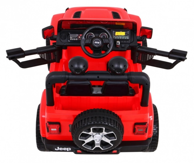 Jeep Wrangler Rubicon Batterie für Kinder Rot + Fernbedienung + MP3 LED Radio + EVA Räder
