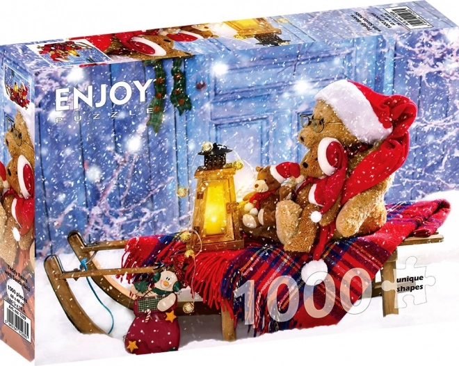 ENJOY Puzzle Bären mit Weihnachtsmützen 1000 Teile