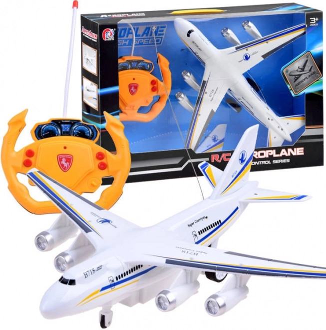 RC-Flugzeug mit Fernsteuerung und Lenkrad-Controller