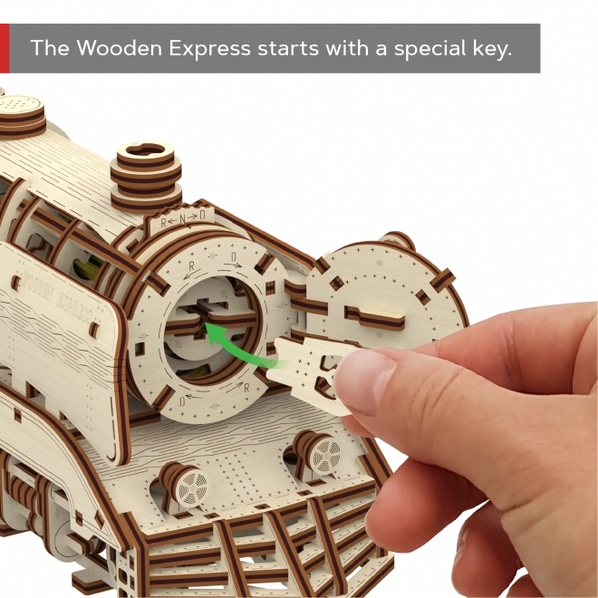 Holz 3D Puzzle – Holzexpress Zug mit Schienen