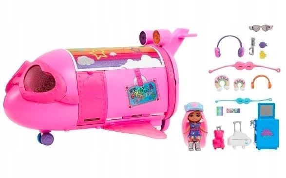 Rosa Regenbogenflugzeug Barbie Extra Fly Minis Puppe Pilotin