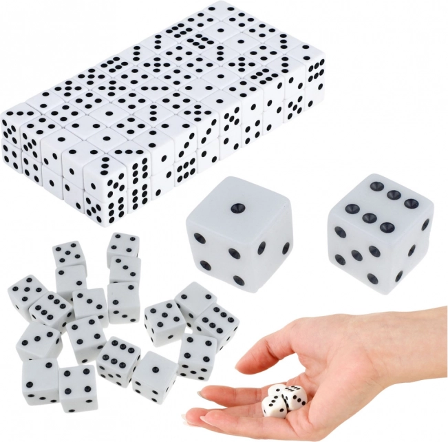 Set klassischer Spielwürfel 1–6, weiß, 100 Stk.