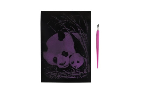 Silbernes Kratzbild Panda auf Karte