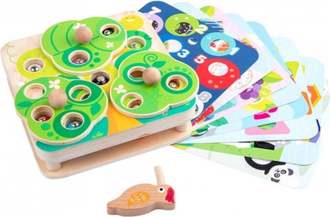 Holzgeschicklichkeitsspiel 2-in-1 Ziehe die Würmchen heraus für Kinder