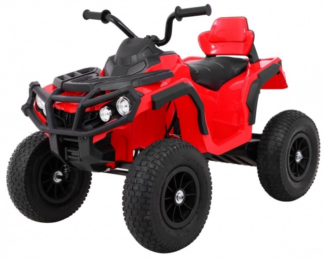 Kinderbatterie-Quad Rot + aufblasbare Räder + MP3-Radio + langsamer Start