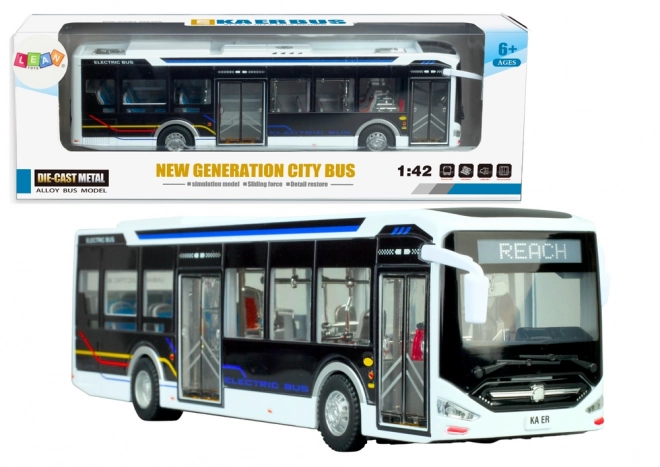 Elektrischer Stadtbus 1:42 Metall Weiß mit Beleuchtung