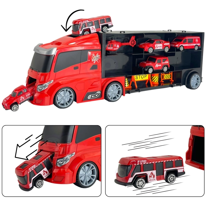 Woopie Feuerwehrauto Transporter 3-in-1 Set Rot