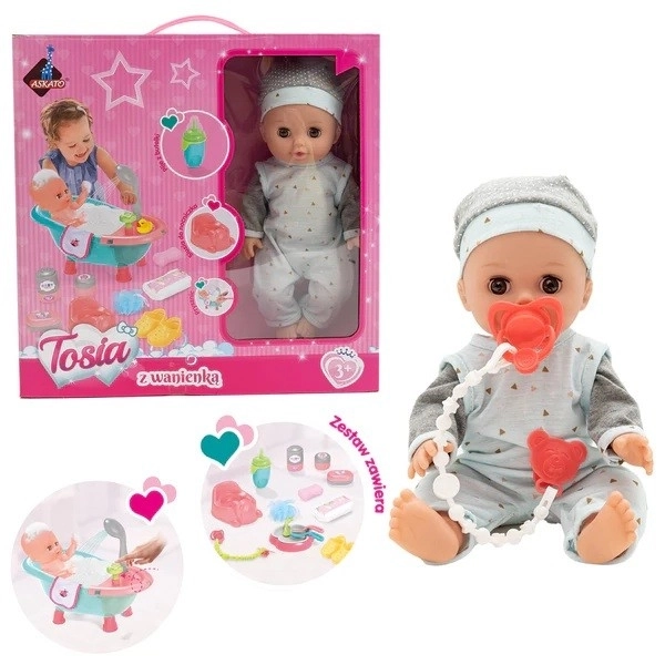 Puppe Tosia mit Badewanne