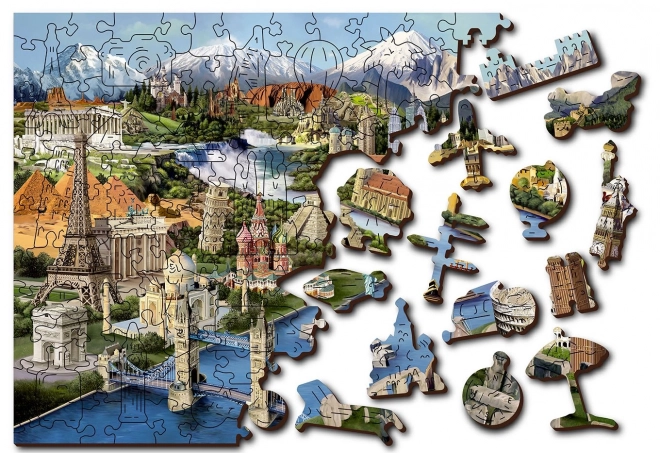 Wooden City Holzpuzzle Weltberühmte Bauwerke 2-in-1