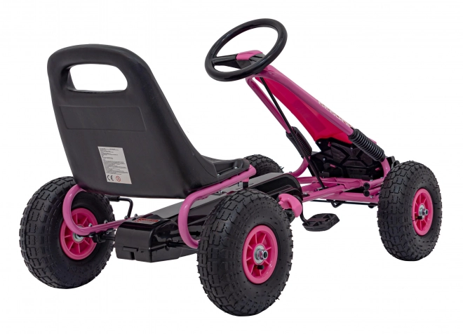 Kinder-Tret-Go-Kart Pink mit Luftreifen und Handbremse