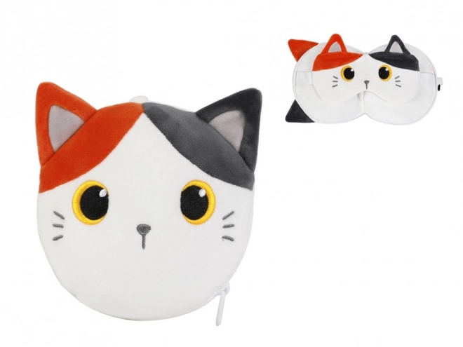 Reisekissen mit Maske orange Katze