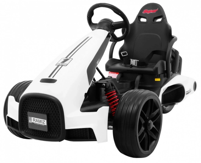 Kinder-Gokart Bolid XR-1 mit Batterie Weiß + verstellbarer Lenker + geformter Sitz