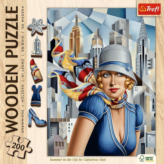 Holzpuzzle Kunst Sommer in der Stadt