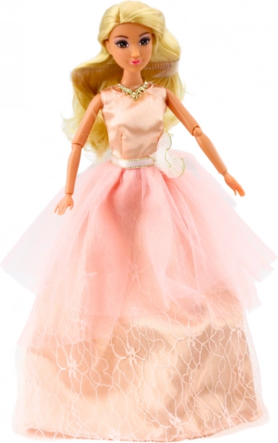 Anlily Puppe mit puderfarbenem Abendkleid, bewegliche Gliedmaßen, blonde Haare