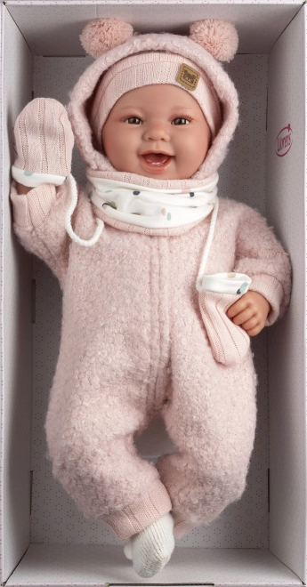 Realistische Babypuppe mit Geräuschen und weichem Stoffkörper - 44 cm