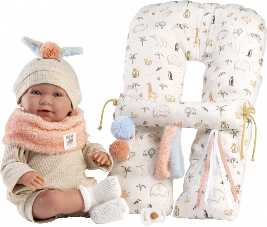 Realistische Babypuppe mit Geräuschen und weichem Stoffkörper 42 cm