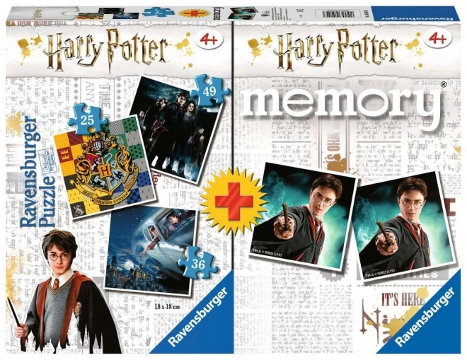 Ravensburger Puzzle Harry Potter 3-in-1 Set mit Memo-Spiel