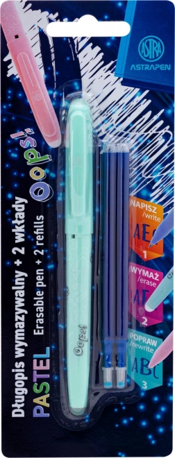 Astra Oops! Radierbarer Stift 0,6 mm + 2 Nachfüllungen (Mix, Pastellfarben)