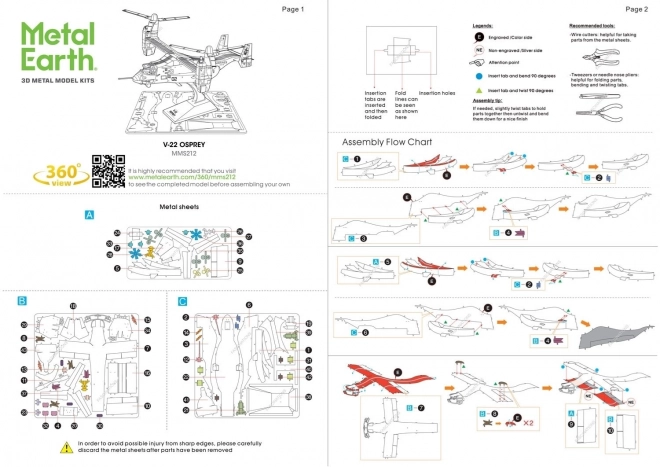 Metal Earth 3D-Puzzle V-22 Osprey