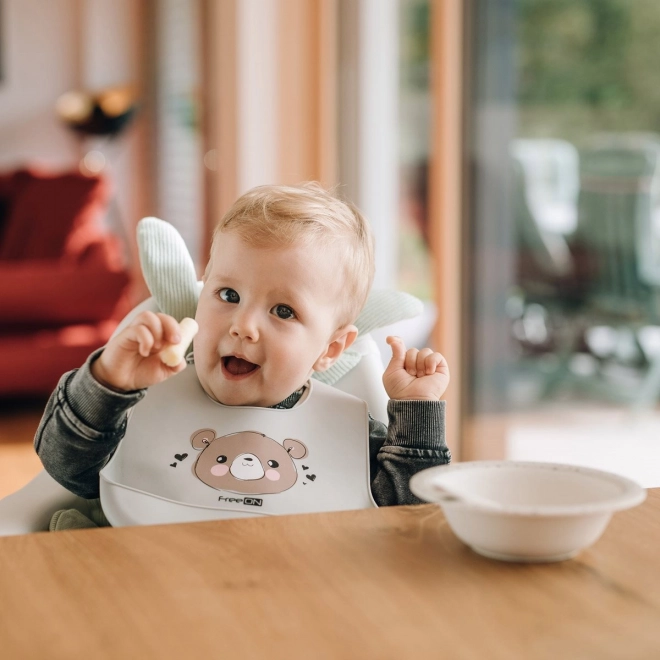 FreeON Silikon Lätzchen Bär grau