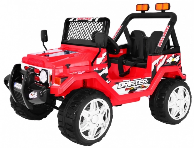 GELÄNDE BATTERIEFACH RAPTOR DRIFTER FÜR KINDER ROT + FERNBEDIENUNG + LANGSAMER START + EVA + GERÄUSCHE LICHTER