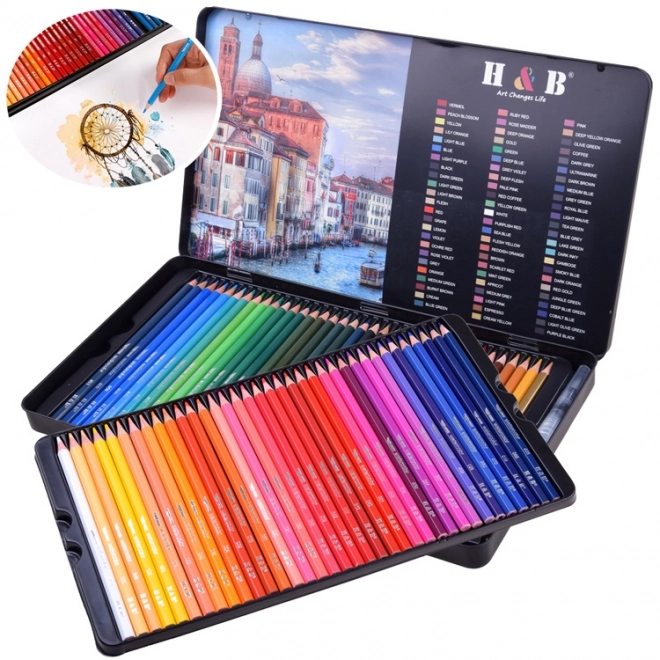 Aquarell Buntstifte Set 72 Farben in Metallbox