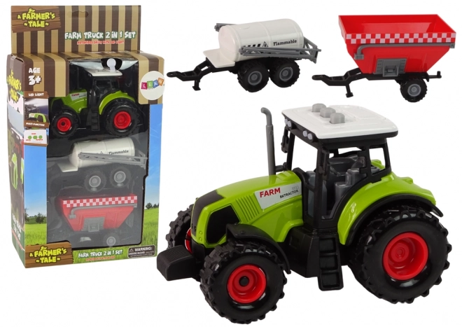 Großer Traktor mit LED-Lichtern und Geräuschen - Set aus 2 landwirtschaftlichen Maschinen
