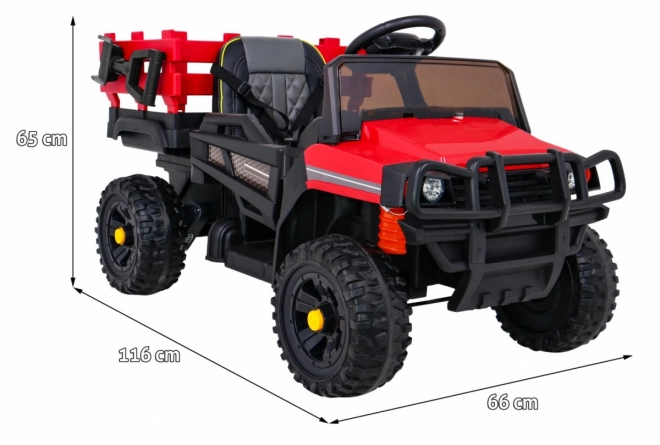 Kinder Bauernhof-Pick-up rot + Fernbedienung + Gepäckwagen + Schaufel + EVA + MP3 LED