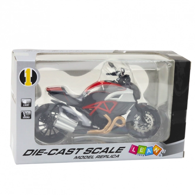 Sportliches Metallmotorrad mit Licht- und Soundeffekten