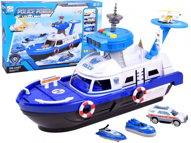 Polizei Boot mit Hubschrauber Set