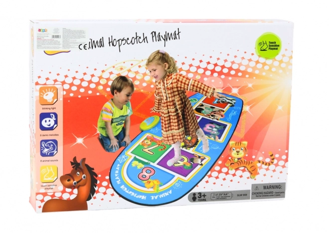 Interaktive Tanzmatte mit Tier-Hopscotch und 8 Melodien