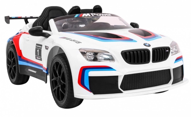 BMW M6 GT3 Kinderauto mit Batterie Weiß + Belüftung + MP3 Sounds Lichter + Fernsteuerung