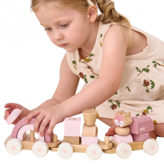 Viga Polarb rosa Eisenbahn mit Waggons und Bausteinen