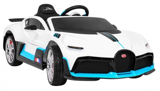 Bugatti Divo Elektrisches Kinderauto weiß + Fernbedienung + EVA + Langsamer Start + LED MP3