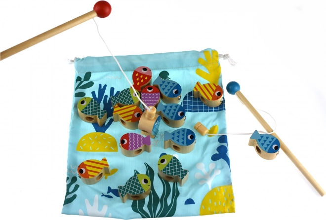 Tooky Toy Holzspiel Wal und Fische Multifunktional 4 in 1