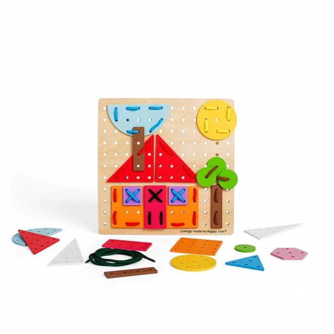 Bigjigs Toys Holz Schnürspiel Geometrische Formen