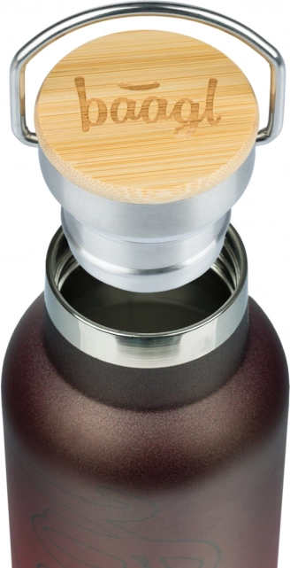 BAAGL Thermosflasche mit Bambusdeckel Gradient Rot-Schwarz