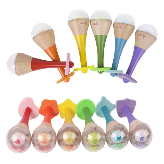 Klassik Welt Holzrassel 2-in-1 Instrument Regenbogen Maraca