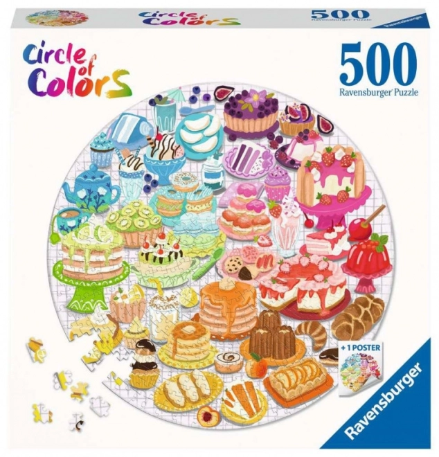 Rundes Puzzle Farbkreis: Bunte Desserts 500 Teile