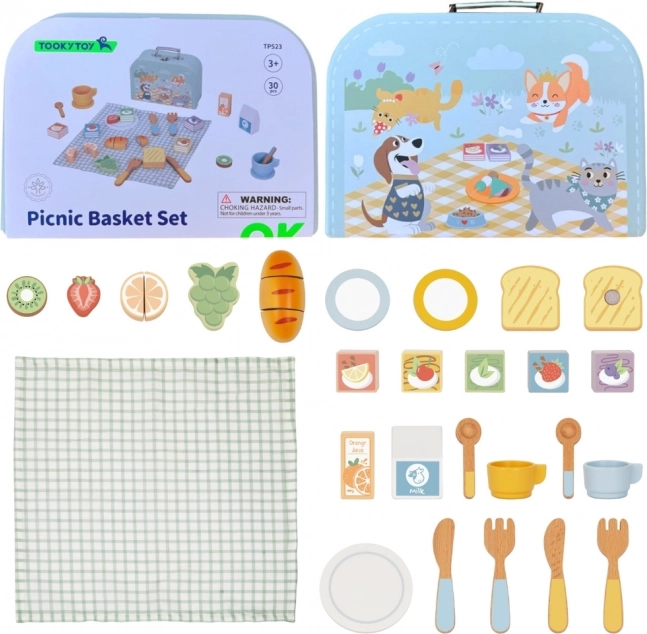 Holz-Picknick-Set mit Früchten zum Schneiden