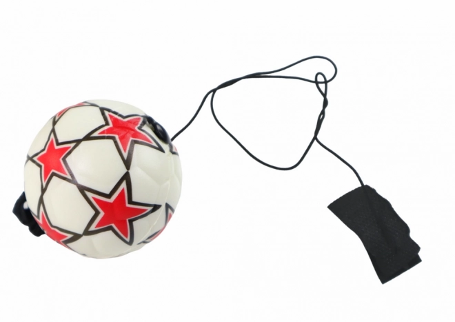 Jojo Fußballball mit Gummischnur für Dribbling 6 cm Weiß mit Sternen