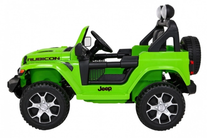 Jeep Wrangler Rubicon Batterie für Kinder Grün + Fernbedienung + MP3 LED Radio + EVA Räder