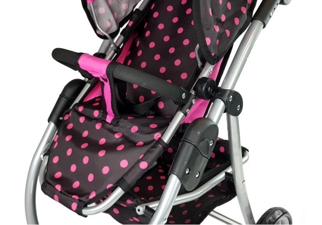 Puppenwagen 2 in 1 mit Tasche Schwarz-Pink