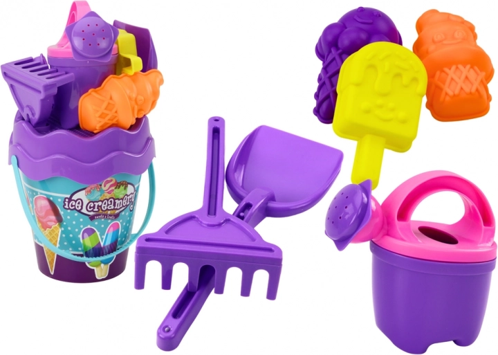 Sandspielset Eimer Schaufel Harke Gießkanne Eiscreme