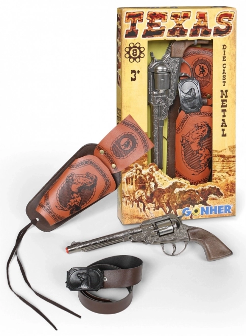 Metallischer Cowboy-Revolver mit Holster