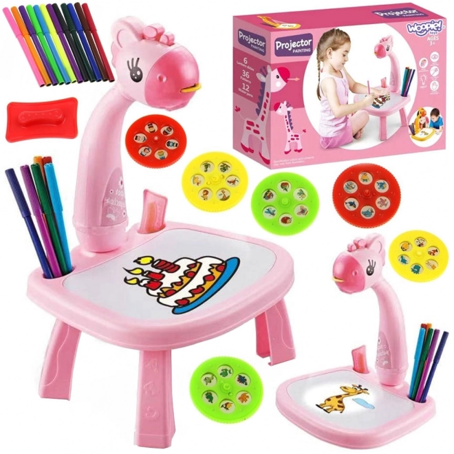 Zeichenbrett mit Projektor Rosa Giraffe