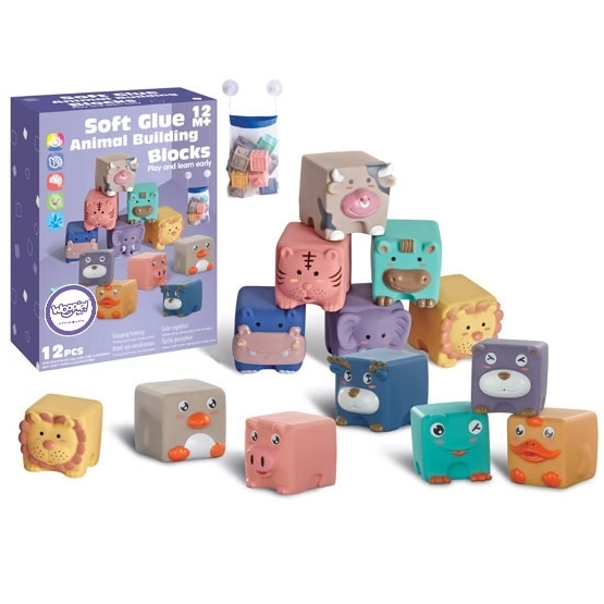 Woopie Baby Sensorische Bauklötze Set mit Tiergeräuschen